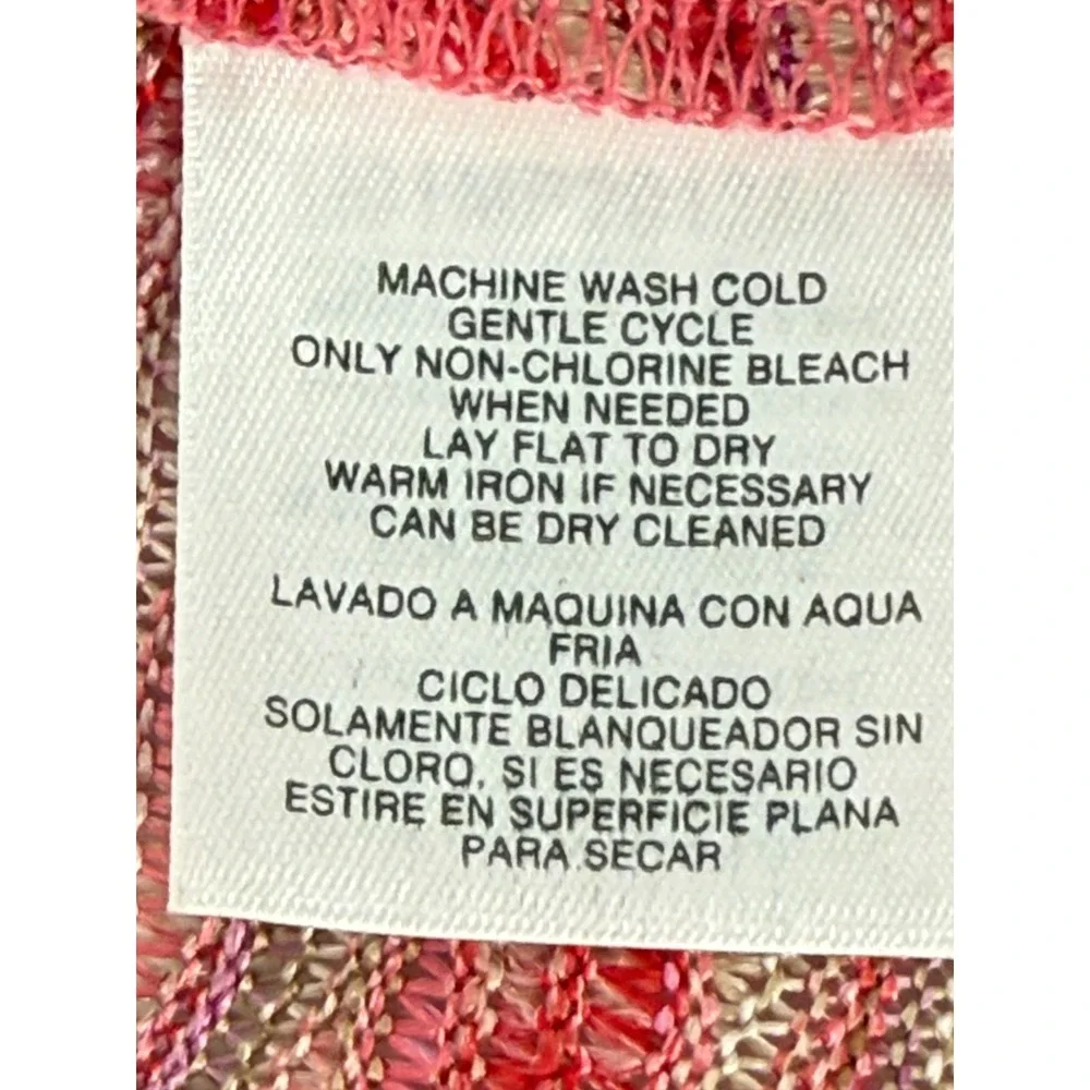 Jones New York Collection Pink Red Space Dye Open Front Cardigan Sweater Sz L